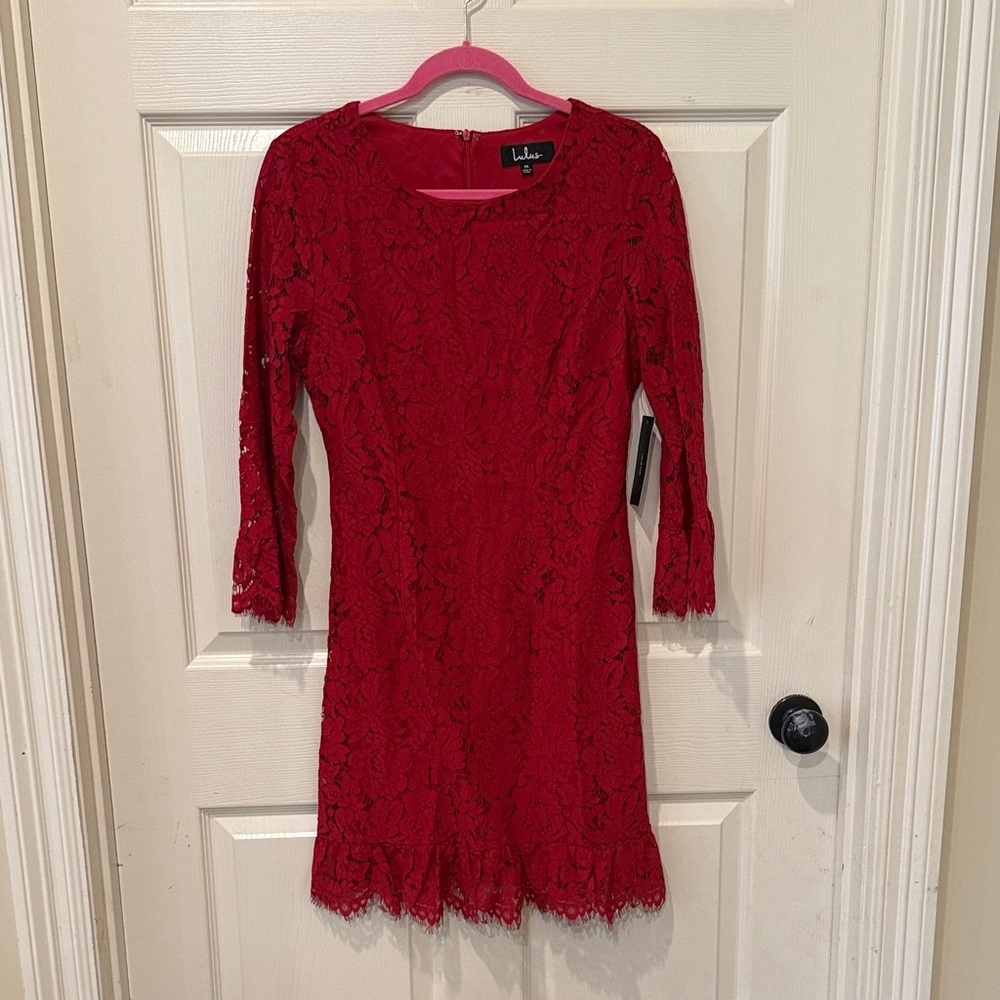 Lulus NWT Flair-est Of Them All red lace dress, medium - Picture 3 of 9